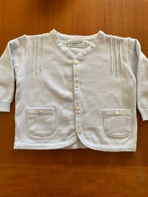 Cárdigan tejido 100 % algodón azul claro Feltman Brothers nuevo con etiquetas - 6 meses Foto 1 de 4
