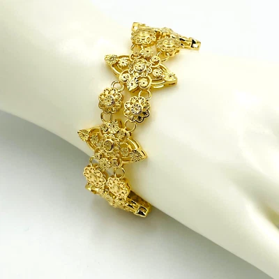 Brazalete estilo filigrana Art Deco Vermeil dorado acero inoxidable JTV BBJ Foto 1 de 4