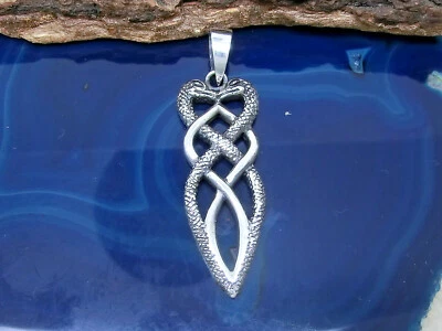 Serpente In Argento Sterling 925 Ciondolo Collana Nodo Di Serpente - Immagine 1 di 2