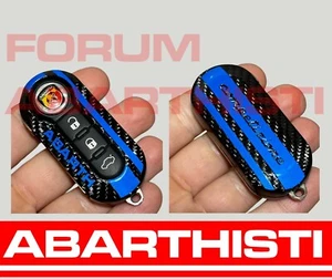 ABARTH 595 COMPETITION 100% BLACK & BLUE Carbon Fiber Key Cover - Picture 1 of 1
