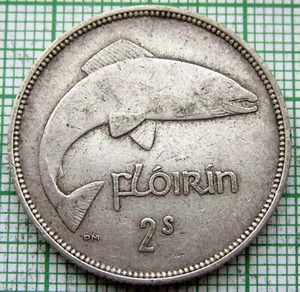 IRELAND 1940 1 Flóirin / 2 Scilling - 2 SHILLINGS / FLORIN, SALMON SILVER - Picture 1 of 4