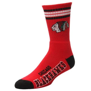 Chicago Blackhawks Men's Crew Socks Large Size 10 to 13 4 Stripe - Picture 1 of 1