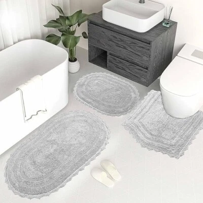 Alfombra de baño Royal Blaze 3x alfombra de ganchillo - ovalada (mediana 21"x34"+ 18"x26"+forma de U) Foto 1 de 4