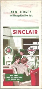 1954 SINCLAIR OIL Road Map NEW JERSEY Metropolitan New York Newark Perth Amboy - Picture 1 of 4