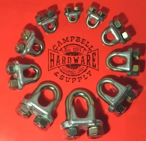 Clip de cable forjado 1/4" galvanizado cable cable clips aparejo cantidad 10 - Imagen 1 de 8