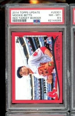 2014 TOPPS UPDATE MOOKIE BETTS RED TARGET BORDER #US301 PSA 8.5 NM-MT+ - Image 1 of 2