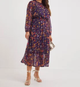 JOE BROWNS LADIES WINTER FOREST CHIFFON MAXI DRESS PURPLE NEW (ref 375) SALE - Picture 1 of 3