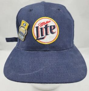 Hat Superbowl XXXlll 33 Miller Lite Sponsor Pin Official Beer Adjustable Blue 