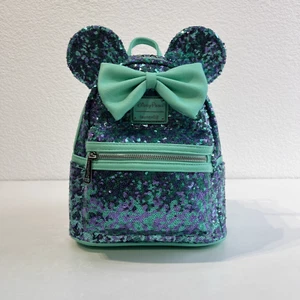 Disney Parks 2023 Loungefly TEAL and PURPLE SEQUIN Mini Backpack - Picture 1 of 3