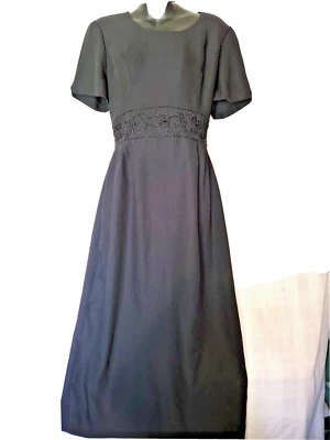 John Roberts Vintage Ladies Short Sleeve Long Black Dress Size 10 - Image 1 of 4