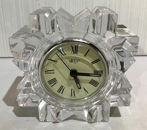 Vtg Mikasa Austria Lead Crystal Glass Desk Mantle Starfire Quartz Germany Clock - Picture 1 of 11