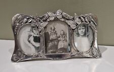 Vintage Silver Scenes Silver Plated Triple Picture Photo Frame