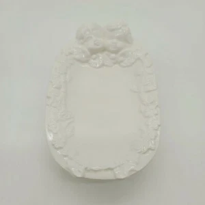 6" Jubilee Los Angeles Cherub Porcelain Trinket Tray Flowers White - Picture 1 of 5