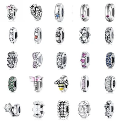 925 Sterling Silber Charm Stopper  für Armbänder & Ketten Geschenke für Frauen. - Bild 1 von 4