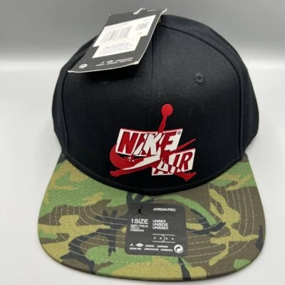 Gorra Air Jordan Pro Hombres Negra Roja Camuflaje Jumpman Nike Air Snap Back Cap Nueva Foto 1 de 4