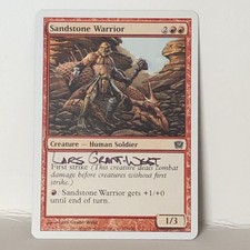 Sandstone Warrior 1x Signed(Lars Grant-West) 9th edition MTG