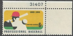 US. 1381. 6c. Béisbol profesional, 100 aniversario... Individual con Pl#. MNH. 1969 - Imagen 1 de 2