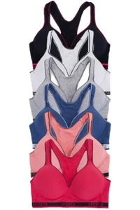 6 pack Women's Assorted Color Cotton Pull-Over Racerback Sports Bra - Picture 1 of 11