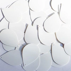 Teardrop Sequin 1.5" White Matte Silk Frost Couture Paillettes - Picture 1 of 2