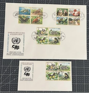 United Nation Endangered Species 1998 WILDLIFE Block Of 4 On 2 FIRST DAY COVERA - Picture 1 of 4