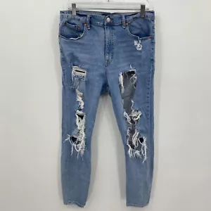 Jeans donna Jegging sfacciato Aeropostale effetto invecchiato lavaggio blu chiaro taglia 14 - Foto 1 di 10