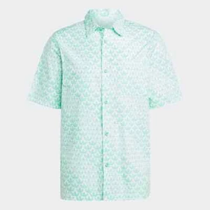 ADIDAS ORIGINALS MENS GRAPHICS MONOGRAM ALLOVER PRINT BUTTON UP SHIRT XS NWOT - Picture 1 of 4