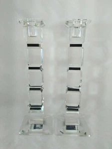 Schwarz Kristall Kegel Kerzenhalter 10 cm hoch 2er Set - Bild 1 von 9