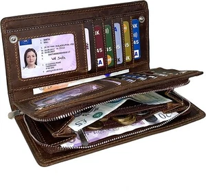 New Starhide RFID Blocking Real Distressed Leather Purse Wallet Women Gift 5565 - Picture 1 of 6