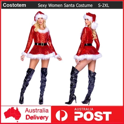 Sexy Women Santa Outfit Mrs Claus Costume Christmas Xmas Party Fancy Dress Adult - image 1 of 4