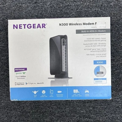 Netgear N300 Wireless Modem Router DGN2200 ADSL2+ Wi-Fi - Bild 1 von 4