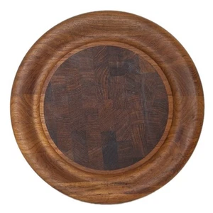 Dansk Cheese Board Meat Well Charcuterie Cheese Teak Wooden MCM Vintage Parquet - Picture 1 of 9