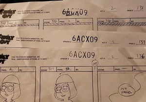 FAMILY GUY 3 PAGES STORYBOARDS MEG SMILES PRODUCTION-USED PAGES 136-138 NEW BRIA - Picture 1 of 14