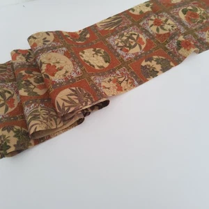 Rustic Lattice #C 6.5x61 LONG Hand Painted Silk Chirimen Kimono Fabric CJ40 - Picture 1 of 7