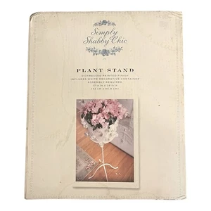Neu Vintage Simply Shabby Chic Pflanzenständer 4 Beine weiß lackiert 38" hoch - Bild 1 von 4