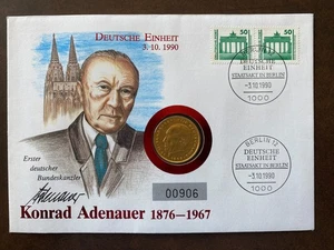 Briefumschlag NUMISBRIEF 1990 Münze money DEUTSCHLAND DEUTSCHLAND KONRAD ADENAUER - Bild 1 von 1