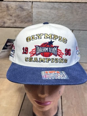 De colección 1996 Olympic Dream Team Champions Blanco Azul Marino SnapBack Sombrero Baloncesto Nuevo con Etiquetas Foto 1 de 4