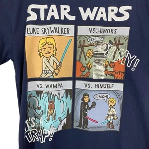 Star Wars Herren Gr. S Grafik T-Shirt Luke Skywalker vs Ewoks vs Wampa Navy Blau - Bild 1 von 10