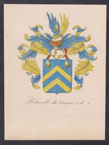 Behault de Carnois Coat of Arms Blason Engraving 1845 - Picture 1 of 1