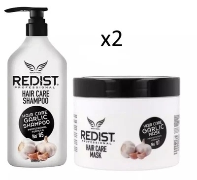 2x Redist Hair Care Shampoo 1000ml & Hair Mask Garlic 475ml