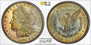 Dólar de plata Morgan 1883-O graduación profesional MS-64 tóner Monster True View dorado - Imagen 1 de 3