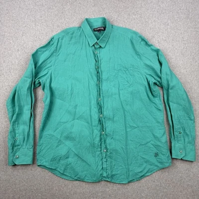 Vilebrequin Shirt Mens 3XL Green 100% Linen Lightweight Button Up Long Sleeve - Image 1 of 4
