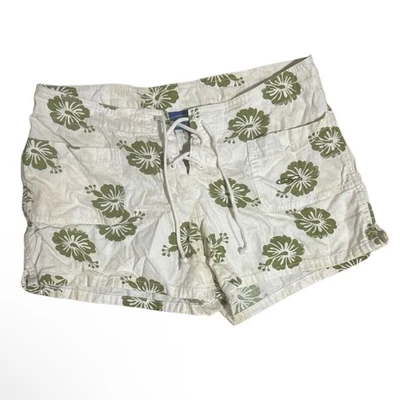 OP Green White Y2K Cargo Board Shorts Swim Playful Floral Print - Size 6 (7) - Image 1 of 4