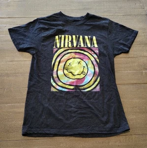 Camiseta Nirvana Smiley Face Tie-Dye Estampado Gráfico Años 90 Rock Grunge Concierto Lg - Imagen 1 de 7