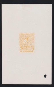 Netherlands Issue 1923 2 Cent Color Proof (Yellow) on White Smooth Paper - Picture 1 of 2