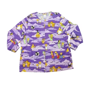 STAINS The Simpsons Purple Halloween Scrub Top XL Unisex Bart Lisa Homer Marge - Picture 1 of 12