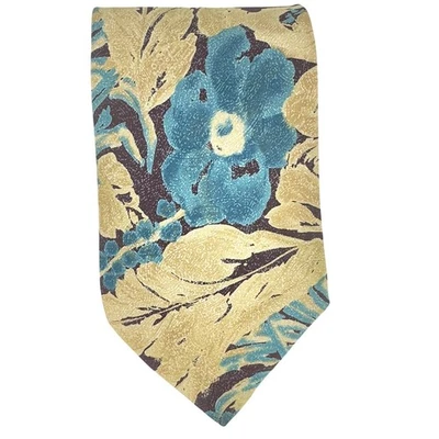 Corbata Geoffrey Beene 100 % seda para hombre hecha a mano en Italia estampado floral Foto 1 de 4