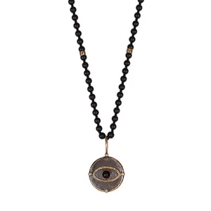 - Deep Consciousness - Men's Genuine Matte Onyx Evil Eye Pendant Necklace. Pr... - Picture 1 of 5