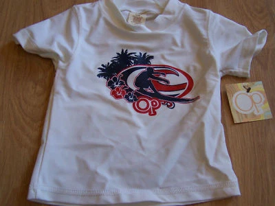 Size 12 Months Ocean Pacific White Navy Red Swim Surf Rash Guard Shirt Top New - Image 1 of 2