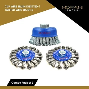 4-inch (4”) Wheel & Cup Wire Brush Twisted/Knotted 5/8"-11 UNC for Angle Grinder - Picture 1 of 14