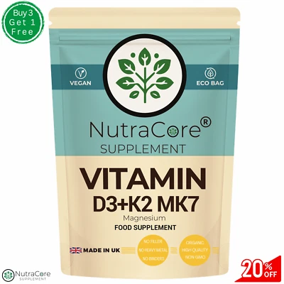 Vitamin D3 10000iu K2 200 mcg (20%Elemental Magnesium) vitamin d3 K2 MK7-90Caps - Image 1 of 4